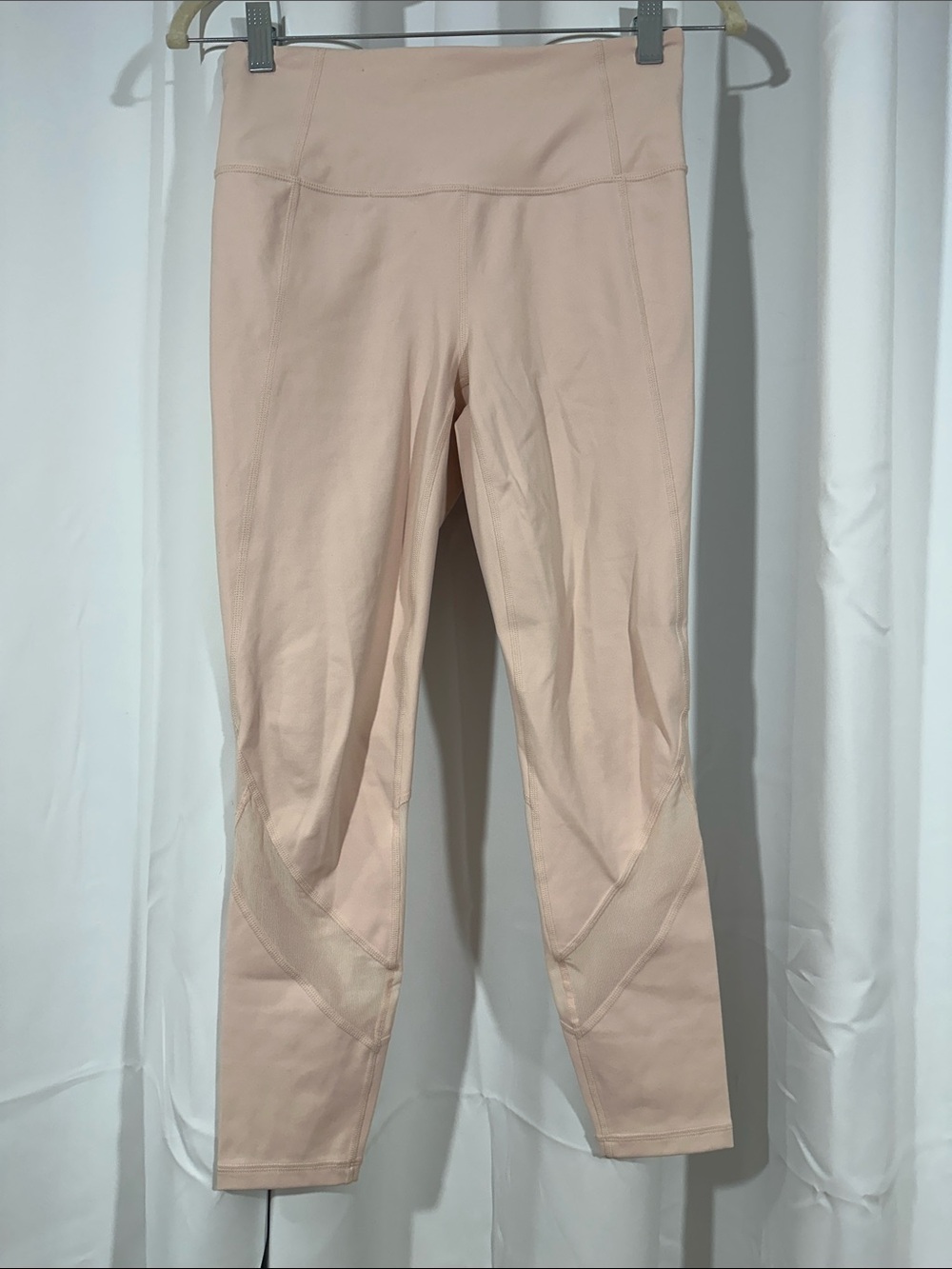 Athleta Blush Pink Mesh Panel Leggings Small Yoga Athletic Workout Pants